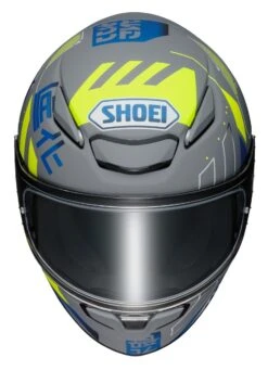 Shoei RF-1400 Accolade Helmet -Motorcycle Gear Shop shoei rf1400 accolade helmet grey blue yellow 2